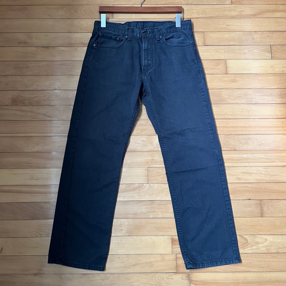 Levis 505 Regular Fit Jeans Mens 32x30 Faded Black Straight Leg Denim Pants